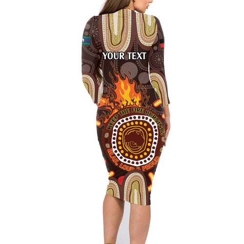 Personalised NAIDOC Week 2024 Family Matching Long Sleeve Bodycon Dress and Hawaiian Shirt Aussie Map With Aboriginal