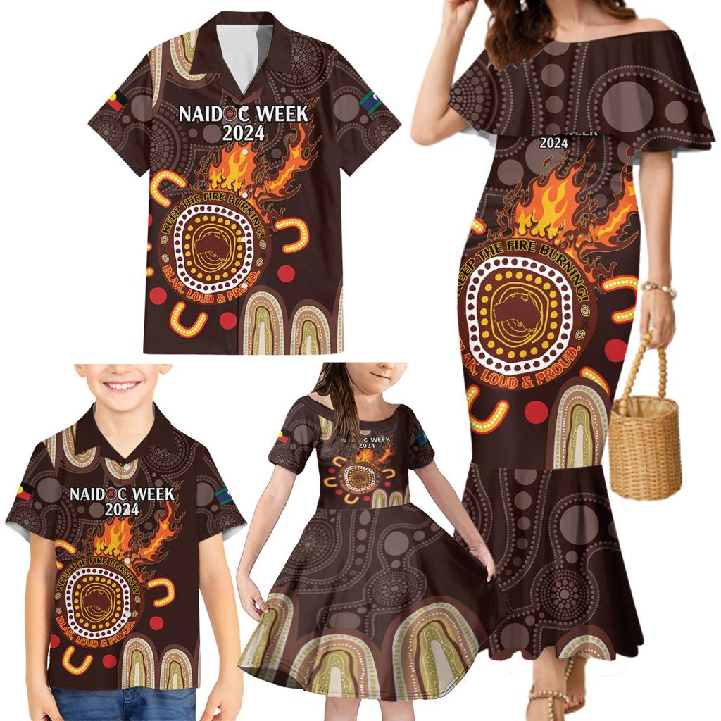 Personalised NAIDOC Week 2024 Family Matching Mermaid Dress and Hawaiian Shirt Aussie Map With Aboriginal