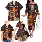 Personalised NAIDOC Week 2024 Family Matching Off The Shoulder Long Sleeve Dress and Hawaiian Shirt Aussie Map With Aboriginal
