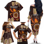 Personalised NAIDOC Week 2024 Family Matching Off The Shoulder Long Sleeve Dress and Hawaiian Shirt Aussie Map With Aboriginal