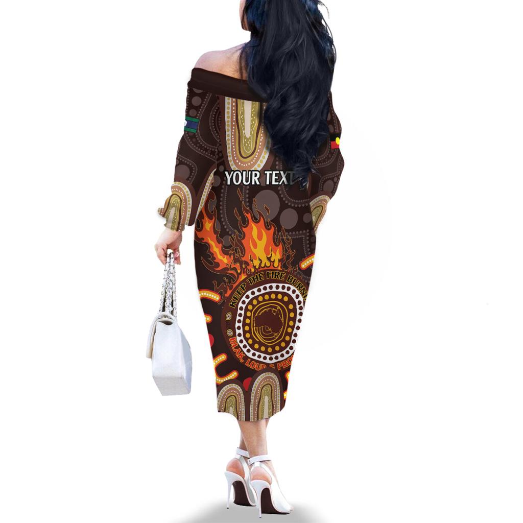 Personalised NAIDOC Week 2024 Family Matching Off The Shoulder Long Sleeve Dress and Hawaiian Shirt Aussie Map With Aboriginal