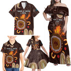 Personalised NAIDOC Week 2024 Family Matching Off Shoulder Maxi Dress and Hawaiian Shirt Aussie Map With Aboriginal