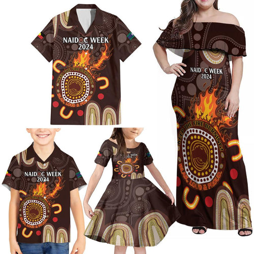 Personalised NAIDOC Week 2024 Family Matching Off Shoulder Maxi Dress and Hawaiian Shirt Aussie Map With Aboriginal