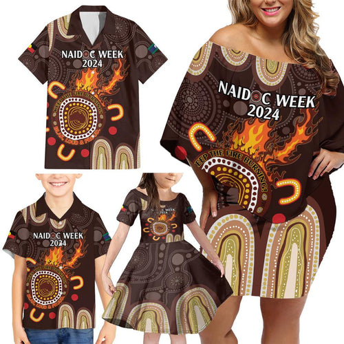Personalised NAIDOC Week 2024 Family Matching Off Shoulder Short Dress and Hawaiian Shirt Aussie Map With Aboriginal