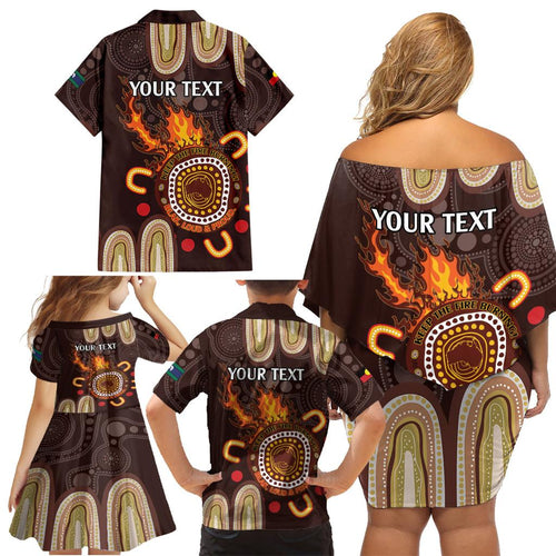 Personalised NAIDOC Week 2024 Family Matching Off Shoulder Short Dress and Hawaiian Shirt Aussie Map With Aboriginal
