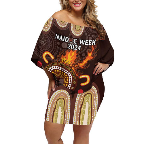 Personalised NAIDOC Week 2024 Family Matching Off Shoulder Short Dress and Hawaiian Shirt Aussie Map With Aboriginal