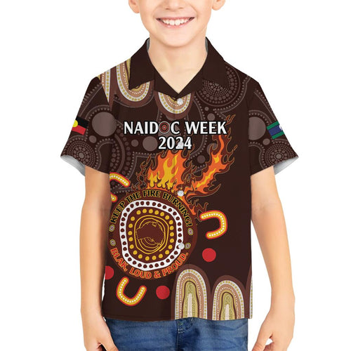 Personalised NAIDOC Week 2024 Family Matching Off Shoulder Short Dress and Hawaiian Shirt Aussie Map With Aboriginal