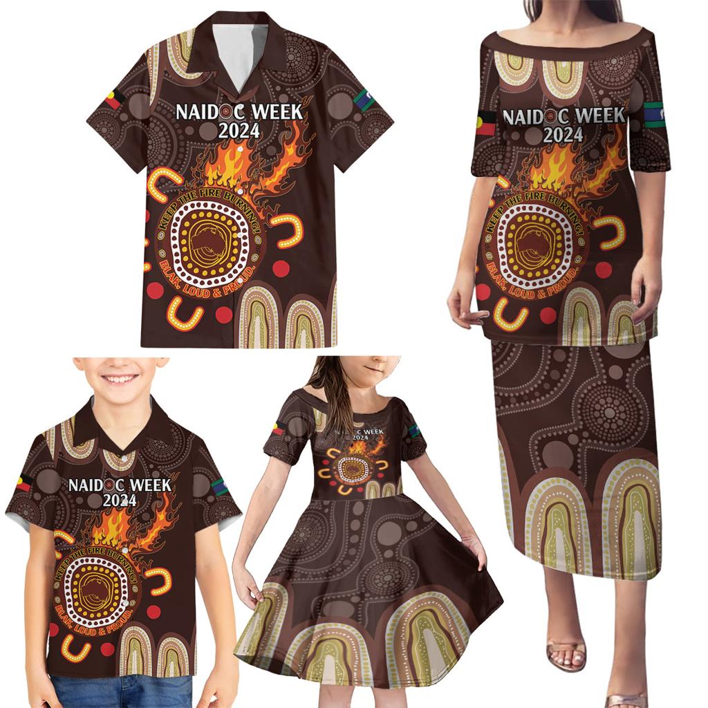 Personalised NAIDOC Week 2024 Family Matching Puletasi and Hawaiian Shirt Aussie Map With Aboriginal