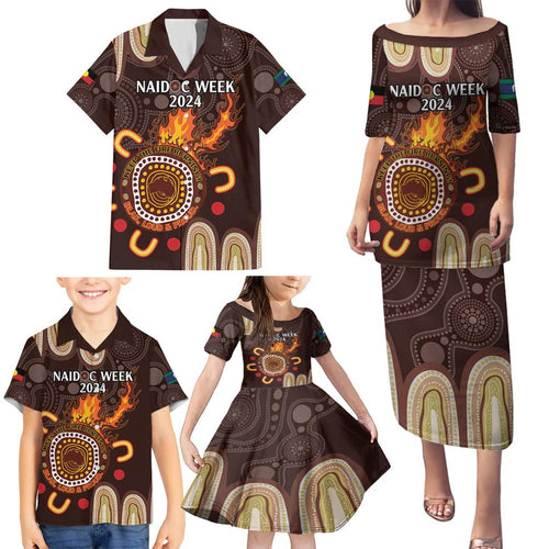Personalised NAIDOC Week 2024 Family Matching Puletasi and Hawaiian Shirt Aussie Map With Aboriginal