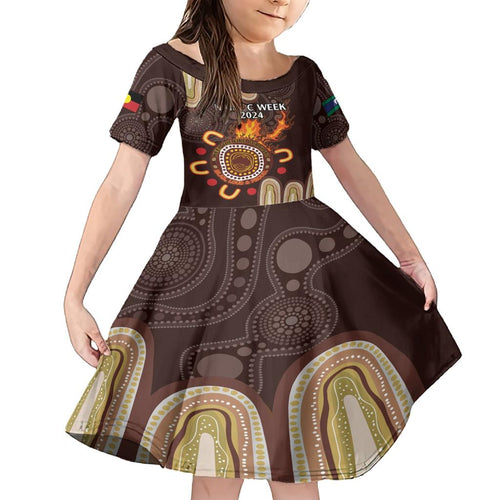 Personalised NAIDOC Week 2024 Family Matching Short Sleeve Bodycon Dress and Hawaiian Shirt Aussie Map With Aboriginal