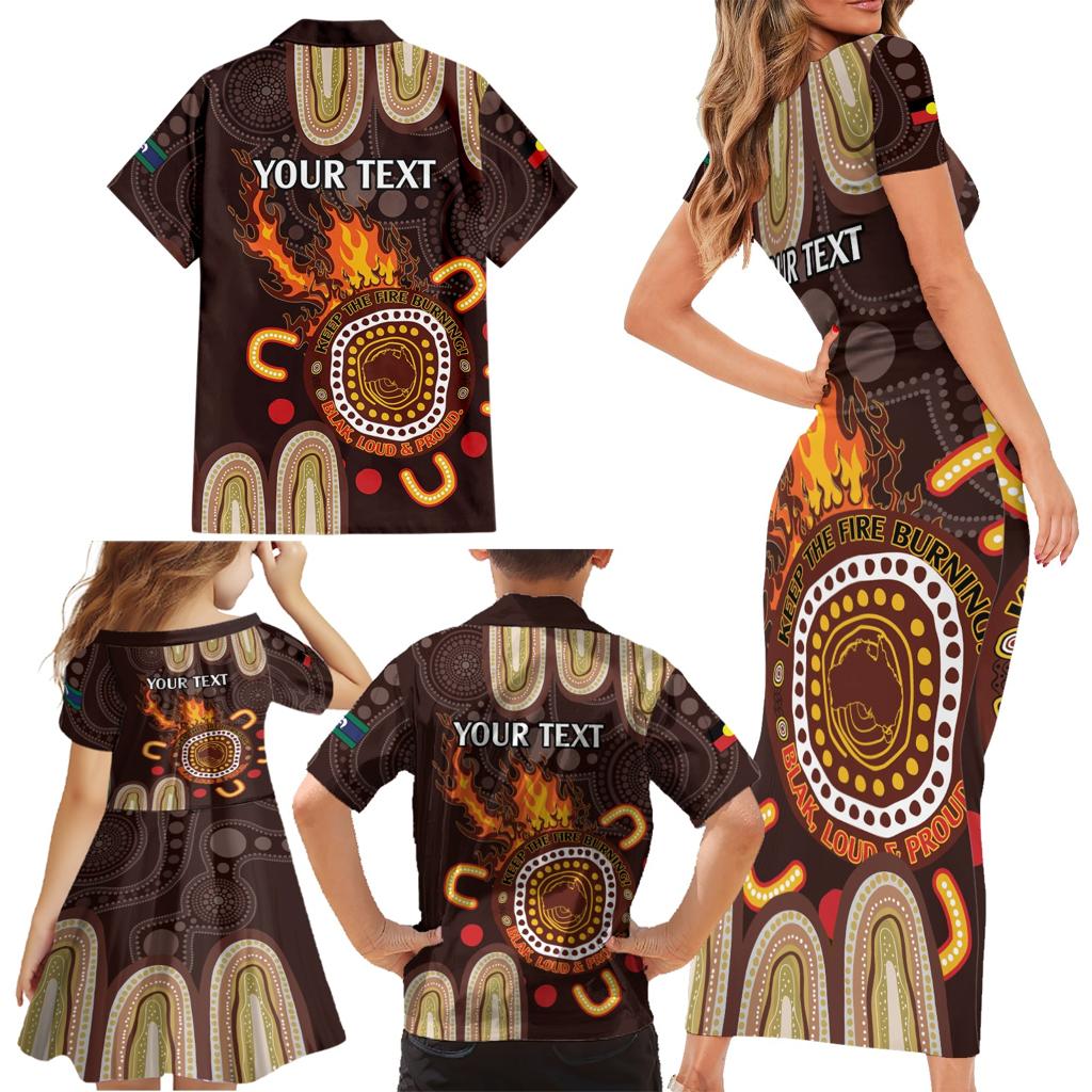 Personalised NAIDOC Week 2024 Family Matching Short Sleeve Bodycon Dress and Hawaiian Shirt Aussie Map With Aboriginal