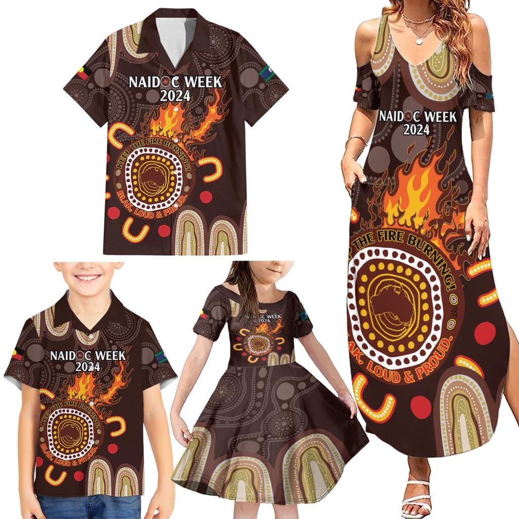 Personalised NAIDOC Week 2024 Family Matching Summer Maxi Dress and Hawaiian Shirt Aussie Map With Aboriginal