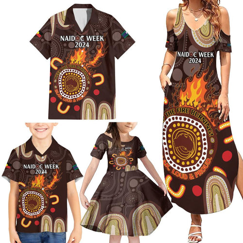 Personalised NAIDOC Week 2024 Family Matching Summer Maxi Dress and Hawaiian Shirt Aussie Map With Aboriginal