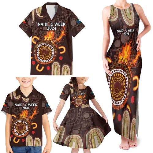 Personalised NAIDOC Week 2024 Family Matching Tank Maxi Dress and Hawaiian Shirt Aussie Map With Aboriginal