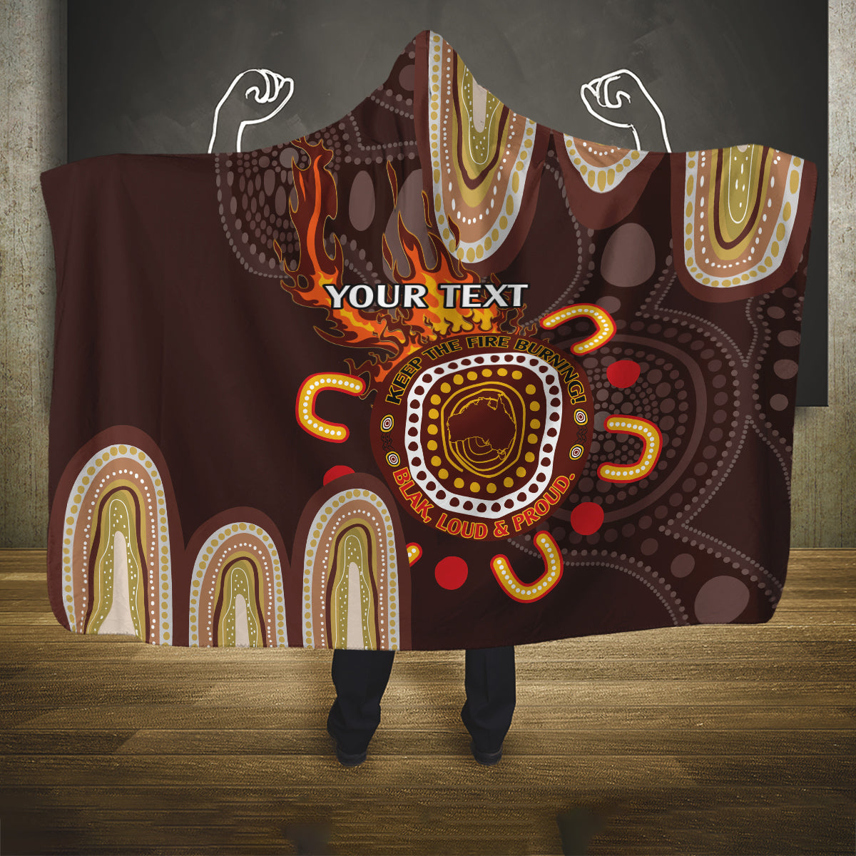 Personalised NAIDOC Week 2024 Hooded Blanket Aussie Map With Aboriginal