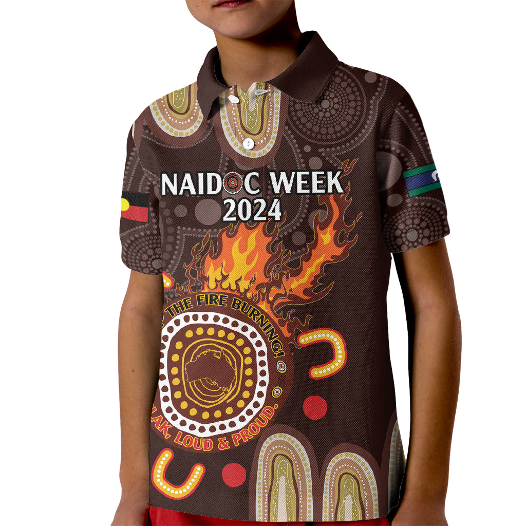 Personalised NAIDOC Week 2024 Kid Polo Shirt Aussie Map With Aboriginal