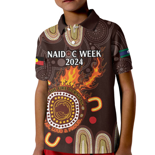 Personalised NAIDOC Week 2024 Kid Polo Shirt Aussie Map With Aboriginal
