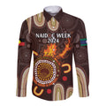 Personalised NAIDOC Week 2024 Long Sleeve Button Shirt Aussie Map With Aboriginal