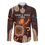 Personalised NAIDOC Week 2024 Long Sleeve Button Shirt Aussie Map With Aboriginal