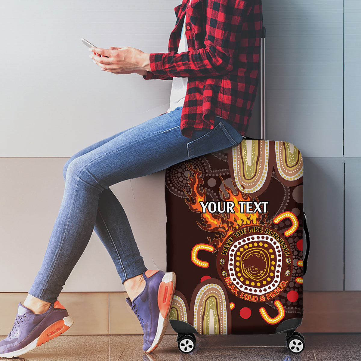Personalised NAIDOC Week 2024 Luggage Cover Aussie Map With Aboriginal