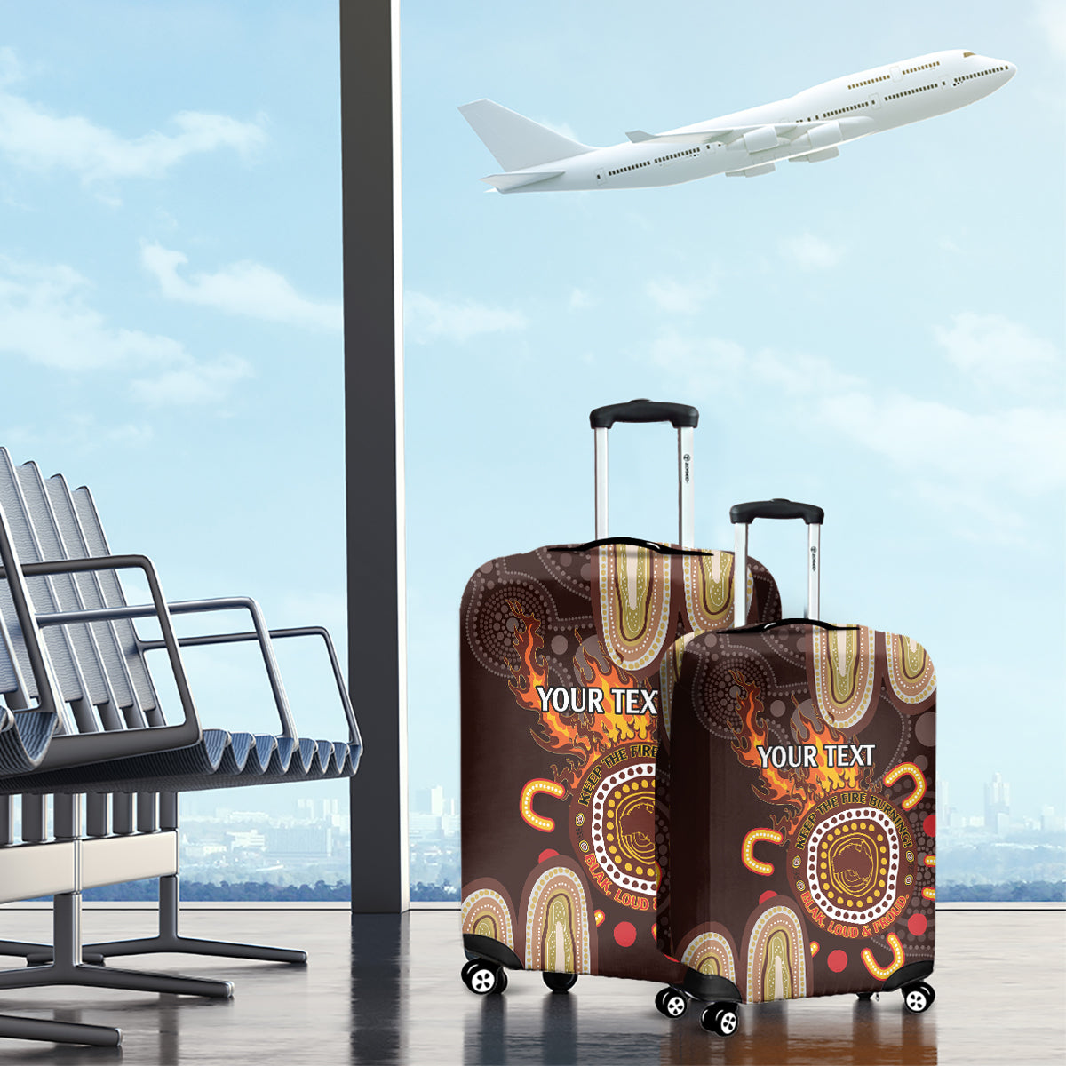 Personalised NAIDOC Week 2024 Luggage Cover Aussie Map With Aboriginal