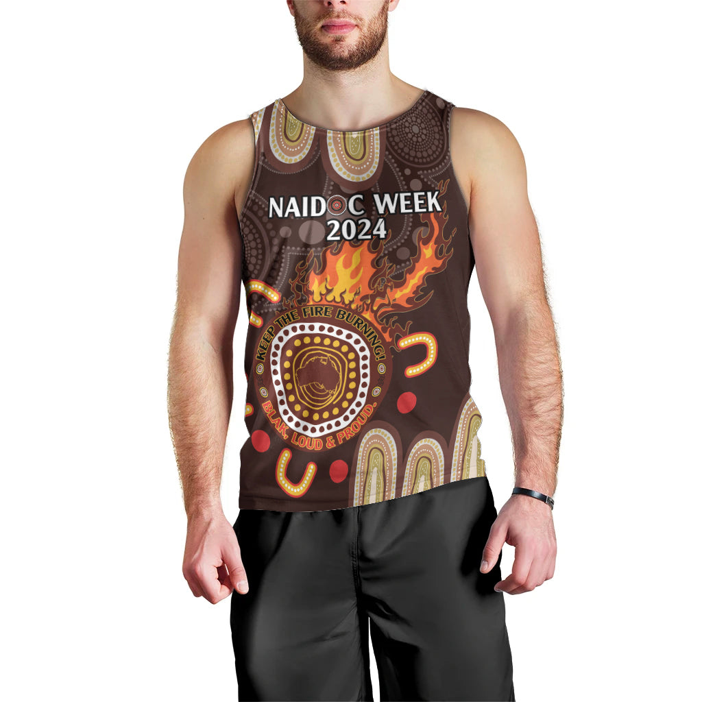 Personalised NAIDOC Week 2024 Men Tank Top Aussie Map With Aboriginal