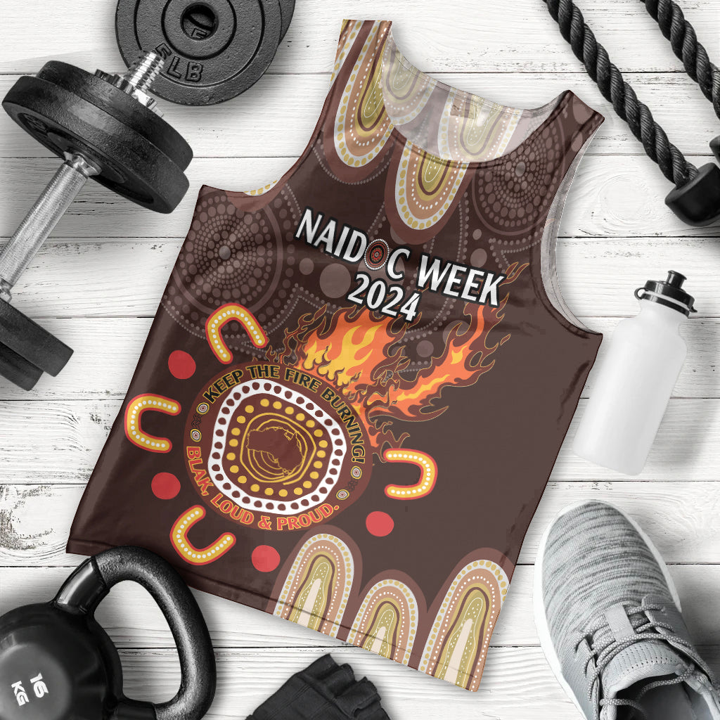 Personalised NAIDOC Week 2024 Men Tank Top Aussie Map With Aboriginal