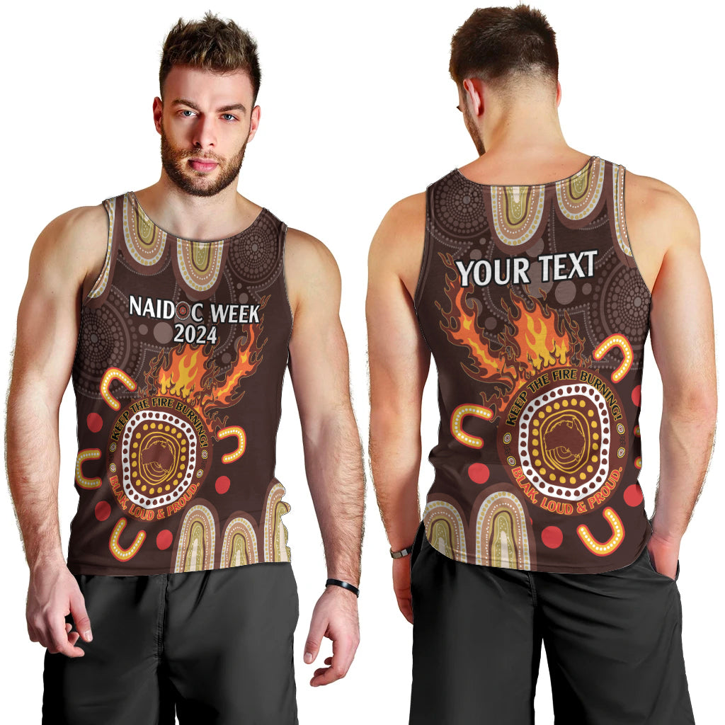 Personalised NAIDOC Week 2024 Men Tank Top Aussie Map With Aboriginal