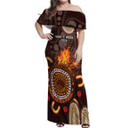 Personalised NAIDOC Week 2024 Off Shoulder Maxi Dress Aussie Map With Aboriginal