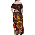 Personalised NAIDOC Week 2024 Off Shoulder Maxi Dress Aussie Map With Aboriginal