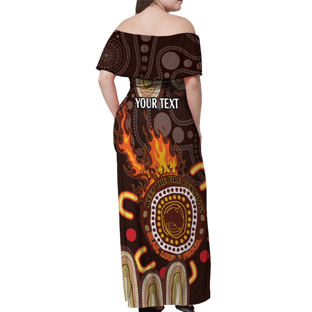 Personalised NAIDOC Week 2024 Off Shoulder Maxi Dress Aussie Map With Aboriginal