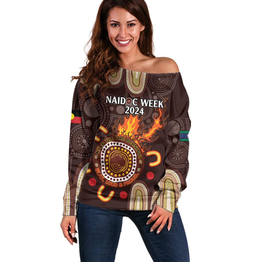 Personalised NAIDOC Week 2024 Off Shoulder Sweater Aussie Map With Aboriginal