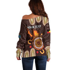 Personalised NAIDOC Week 2024 Off Shoulder Sweater Aussie Map With Aboriginal