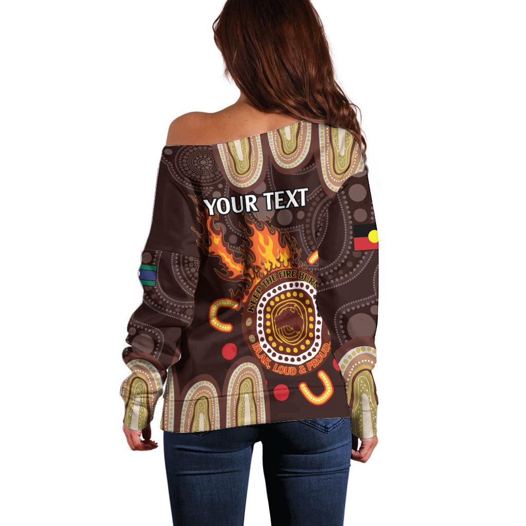 Personalised NAIDOC Week 2024 Off Shoulder Sweater Aussie Map With Aboriginal