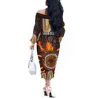 Personalised NAIDOC Week 2024 Off The Shoulder Long Sleeve Dress Aussie Map With Aboriginal