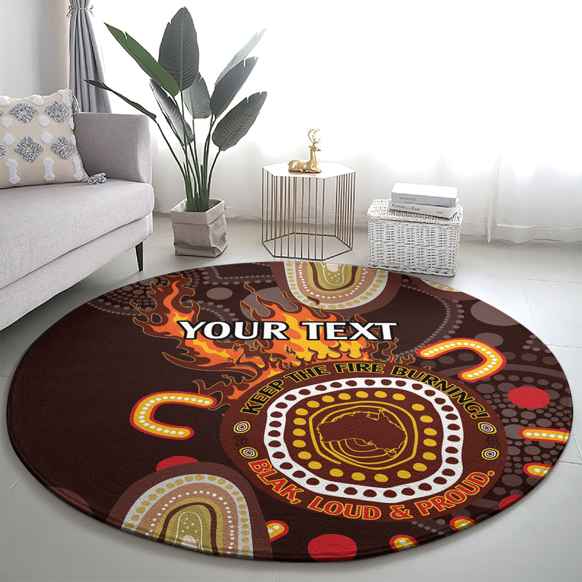 Personalised NAIDOC Week 2024 Round Carpet Aussie Map With Aboriginal