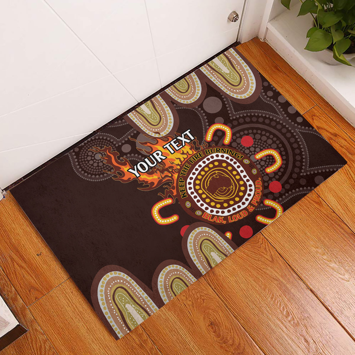 Personalised NAIDOC Week 2024 Rubber Doormat Aussie Map With Aboriginal