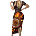 Personalised NAIDOC Week 2024 Short Sleeve Bodycon Dress Aussie Map With Aboriginal