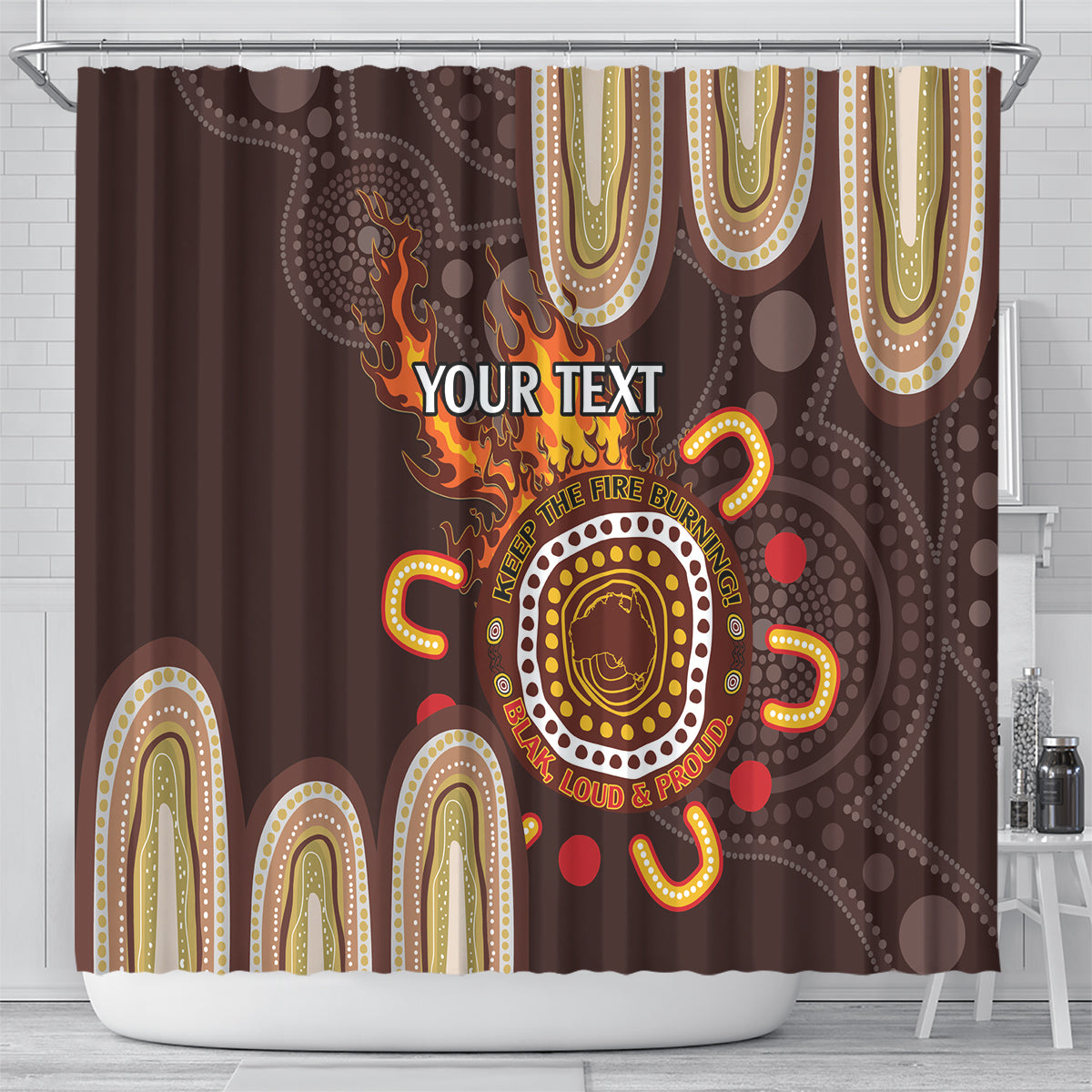 Personalised NAIDOC Week 2024 Shower Curtain Aussie Map With Aboriginal