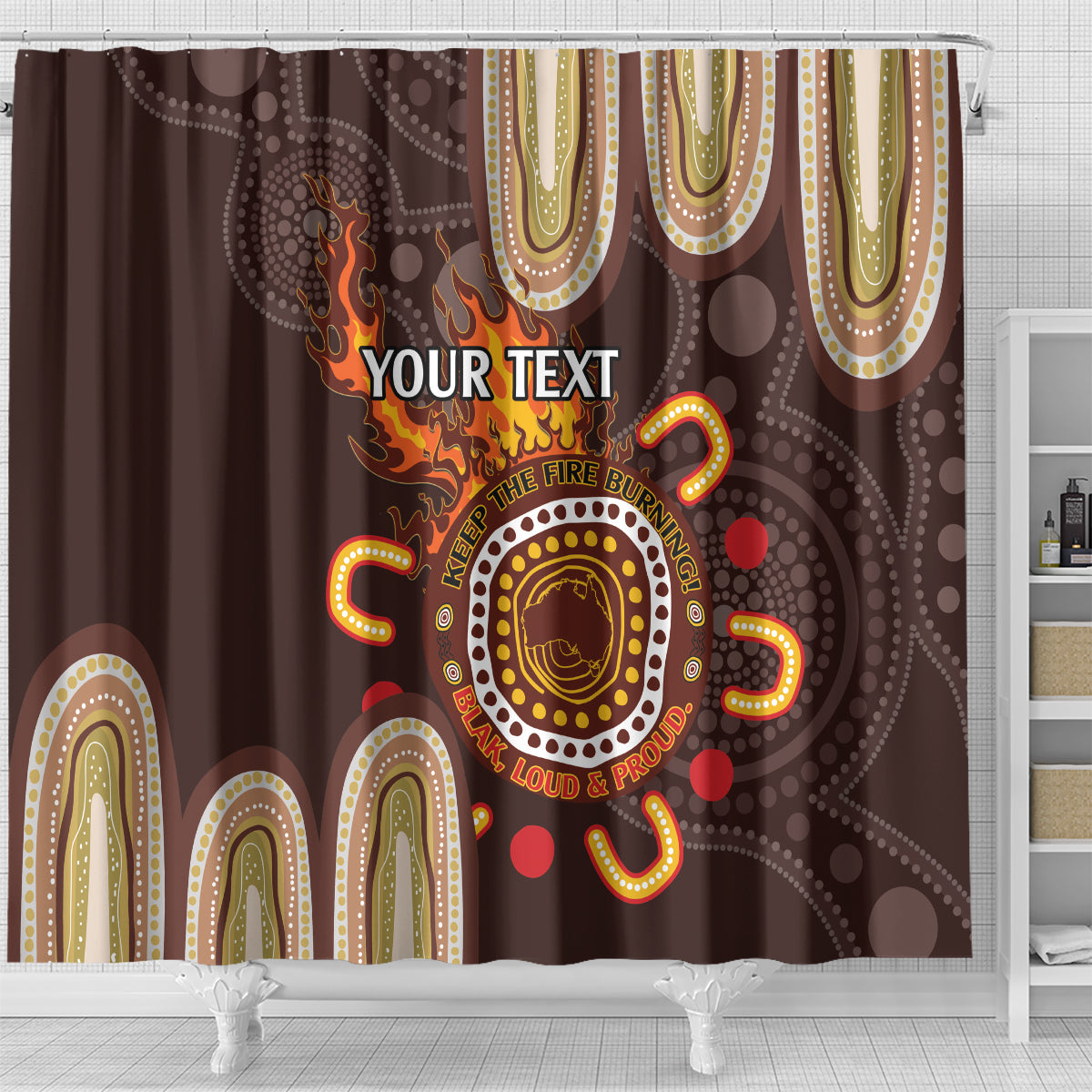 Personalised NAIDOC Week 2024 Shower Curtain Aussie Map With Aboriginal