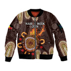 Personalised NAIDOC Week 2024 Sleeve Zip Bomber Jacket Aussie Map With Aboriginal