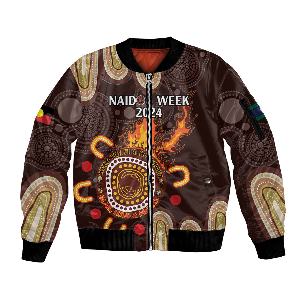 Personalised NAIDOC Week 2024 Sleeve Zip Bomber Jacket Aussie Map With Aboriginal