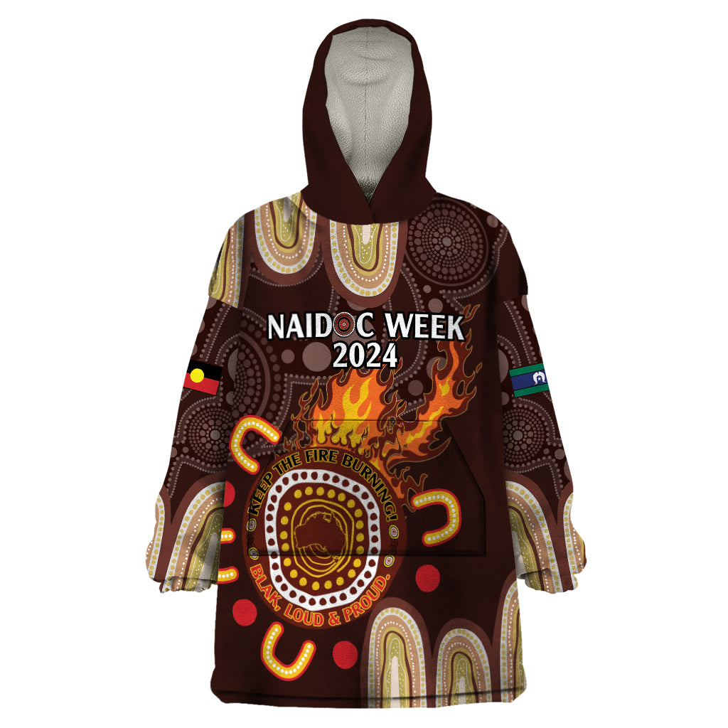 Personalised NAIDOC Week 2024 Wearable Blanket Hoodie Aussie Map With Aboriginal