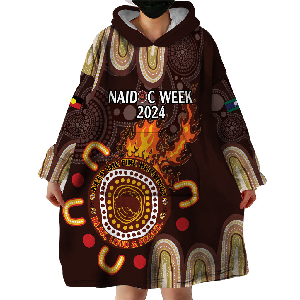 Personalised NAIDOC Week 2024 Wearable Blanket Hoodie Aussie Map With Aboriginal