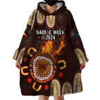 Personalised NAIDOC Week 2024 Wearable Blanket Hoodie Aussie Map With Aboriginal