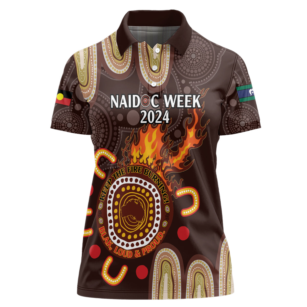 Personalised NAIDOC Week 2024 Women Polo Shirt Aussie Map With Aboriginal