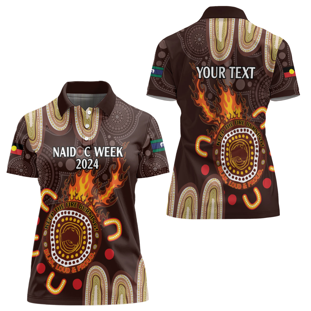 Personalised NAIDOC Week 2024 Women Polo Shirt Aussie Map With Aboriginal