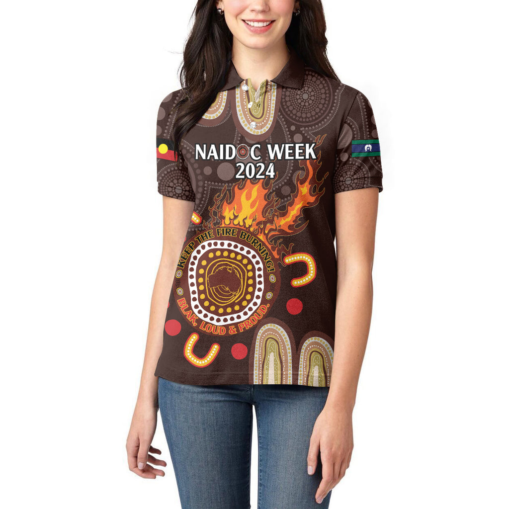 Personalised NAIDOC Week 2024 Women Polo Shirt Aussie Map With Aboriginal