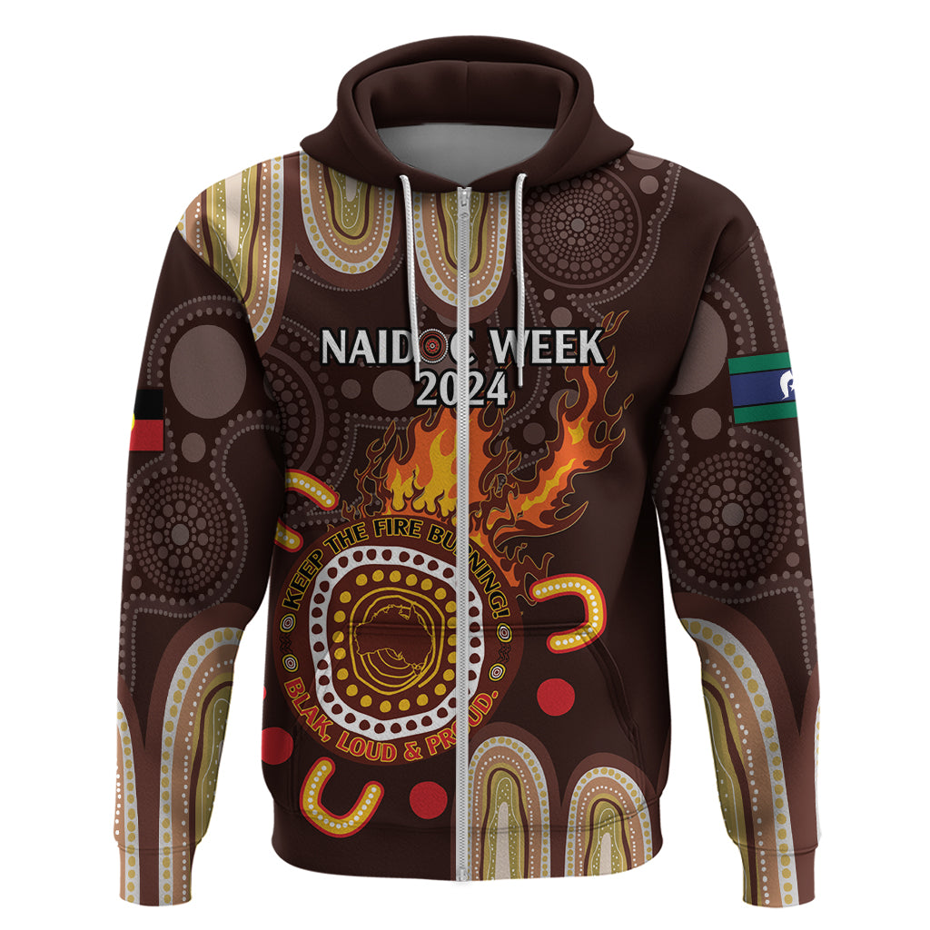 Personalised NAIDOC Week 2024 Zip Hoodie Aussie Map With Aboriginal