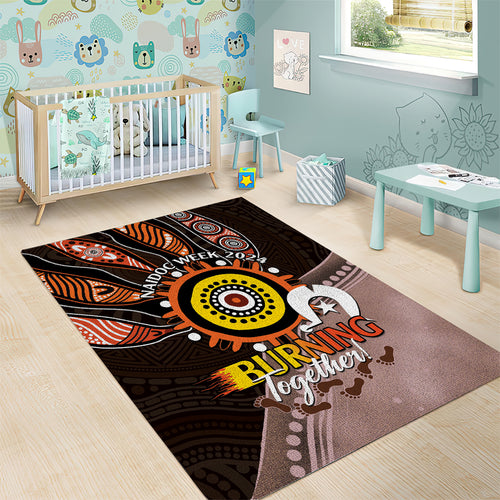 Fire Burning Together NAIDOC 2024 Area Rug Indigenous Art